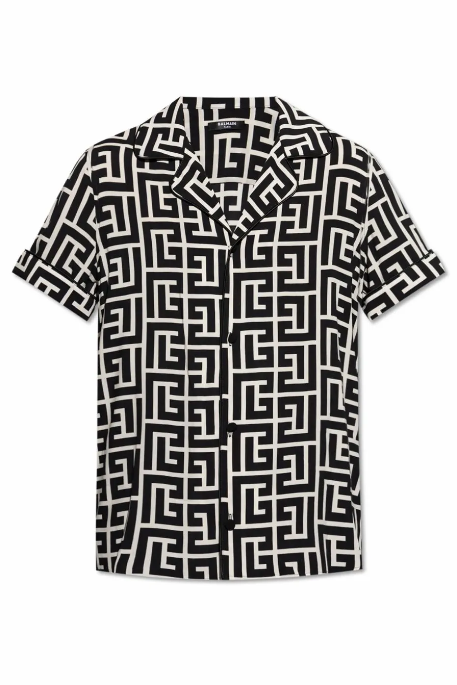 Balmain CZARNY Jedwabna koszula z monogramem