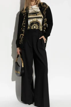 Balmain CZARNY Kardigan z łączonych materiałów