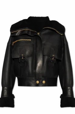 Balmain CZARNY Kożuch z kieszeniami