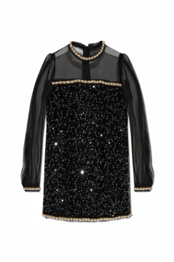 Balmain CZARNY Krótka cekinowa sukienka