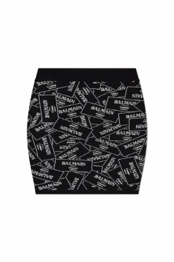 Balmain CZARNY Krótka spódnica z monogramem