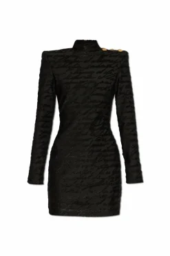 Balmain CZARNY Krótka sukienka ze stójką