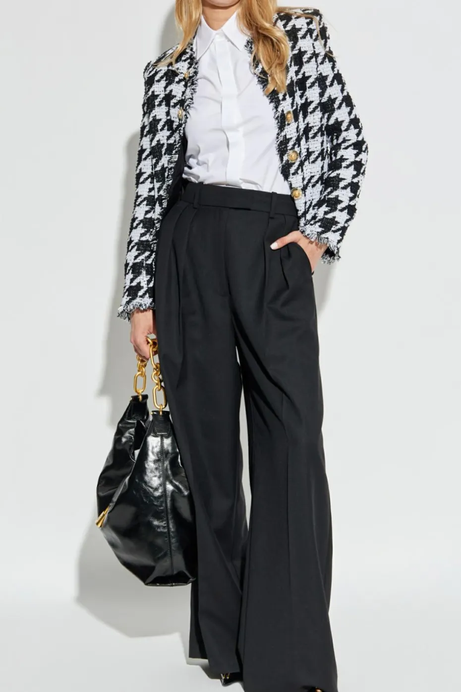 Balmain CZARNY Marynarka ze wzorem w pepitkę