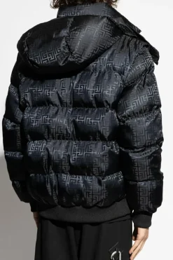 Balmain CZARNY Ocieplana kurtka z odpinanym kapturem