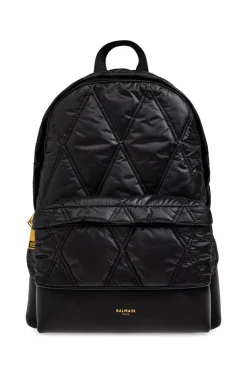 Balmain CZARNY Plecak z nadrukowanym logo