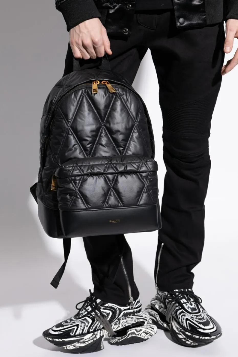 Balmain CZARNY Plecak z nadrukowanym logo