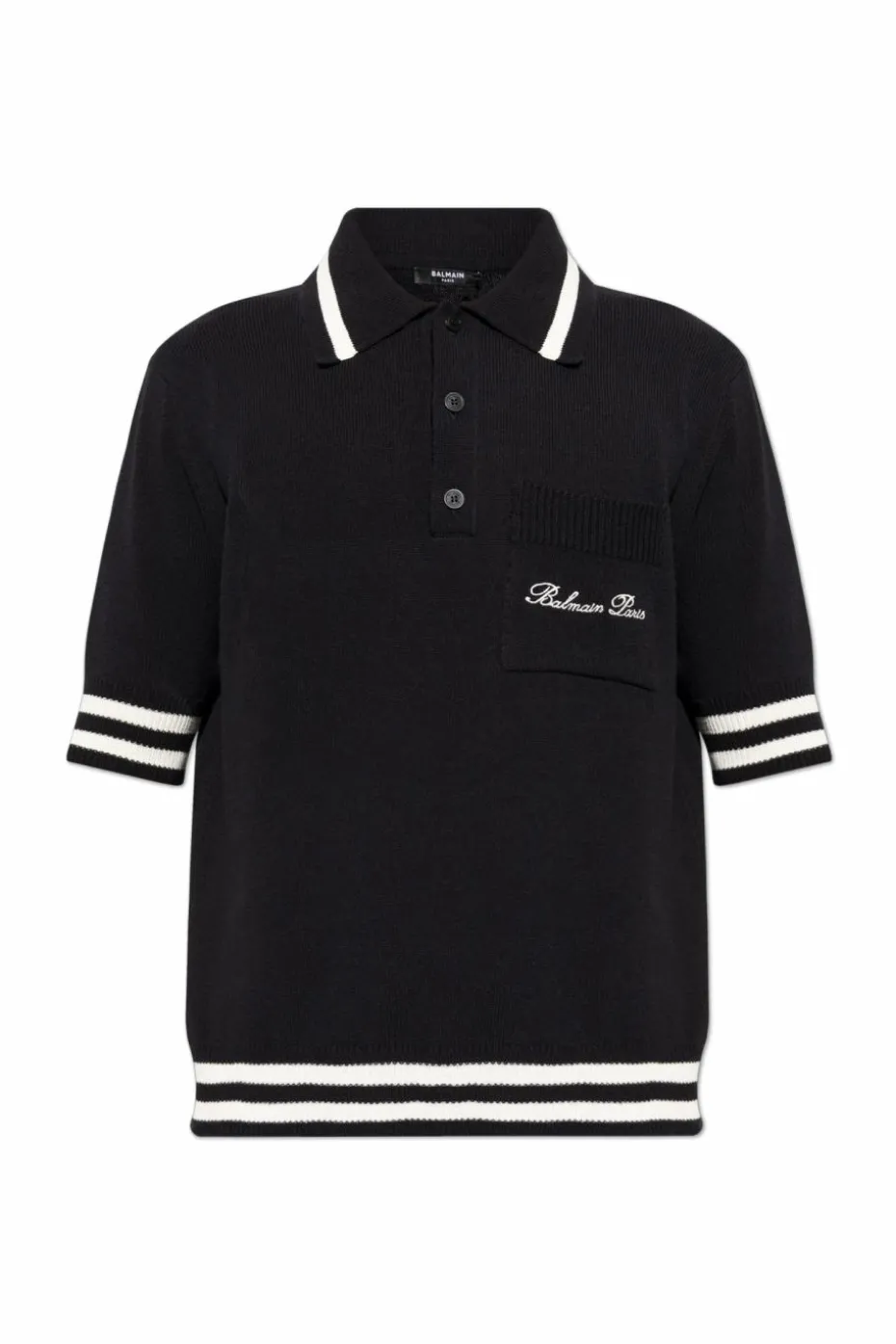 Balmain CZARNY Polo z kieszenią