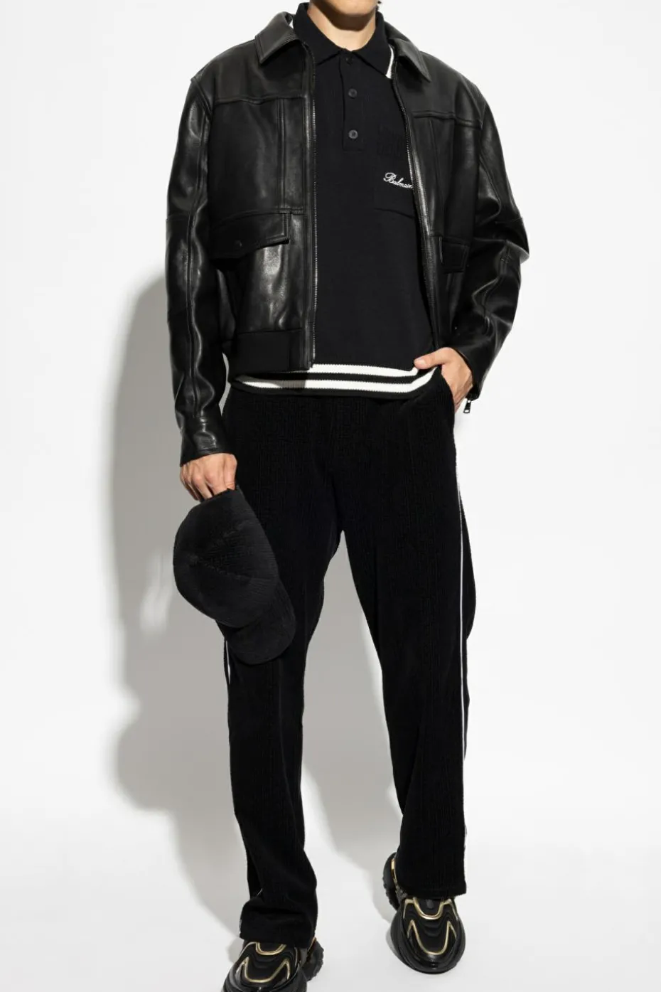Balmain CZARNY Polo z kieszenią