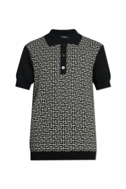 Balmain CZARNY Polo z monogramem