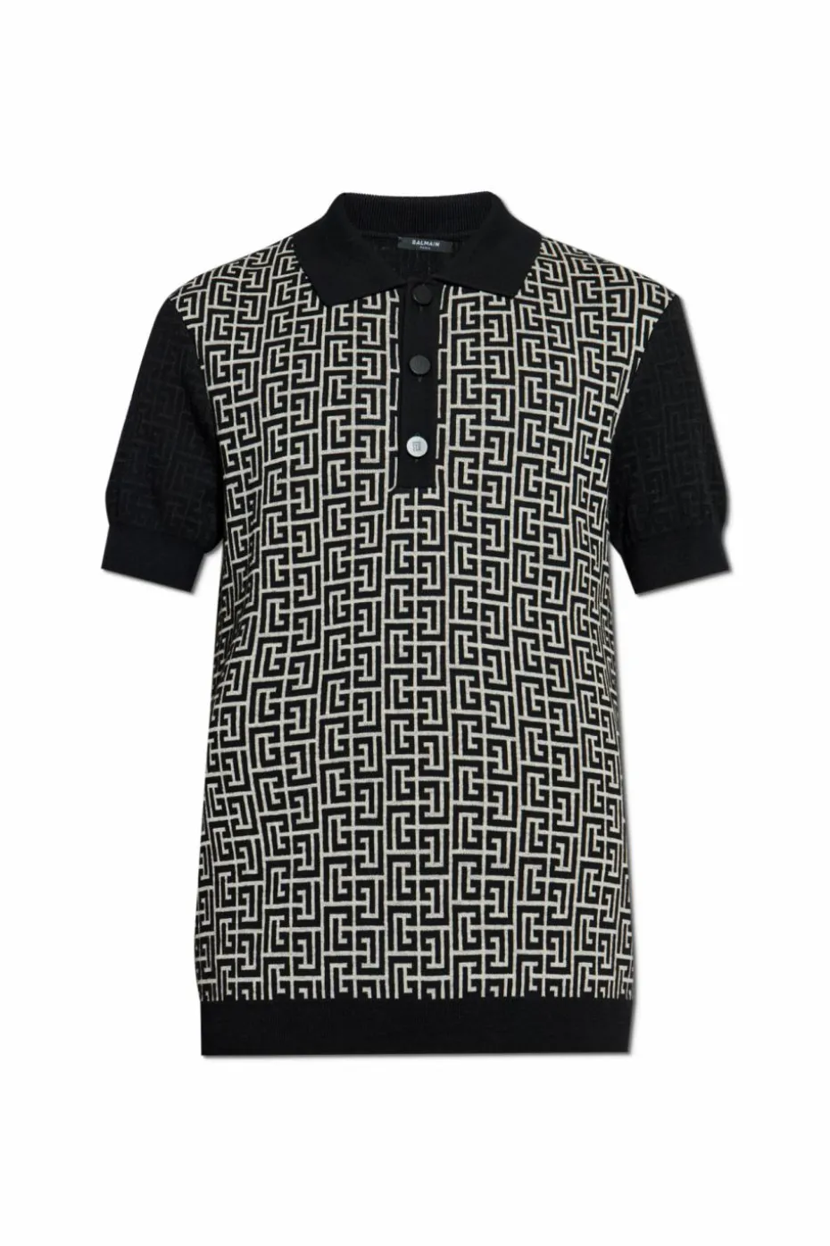 Balmain CZARNY Polo z monogramem