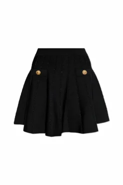 Balmain CZARNY Rozkloszowana spódnica
