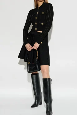 Balmain CZARNY Rozkloszowana spódnica