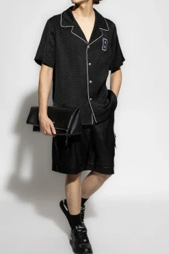 Balmain CZARNY Skórzane szorty typu `cargo`