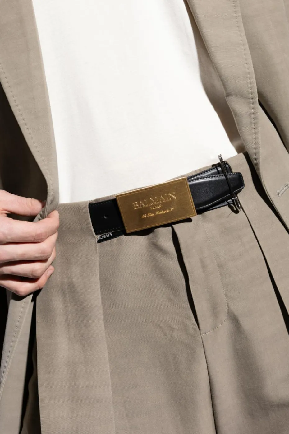 Balmain CZARNY Skórzany pasek