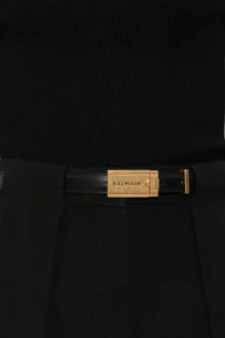 Balmain CZARNY Skórzany pasek