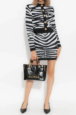 Balmain CZARNY Spódnica z motywem zwierzęcym