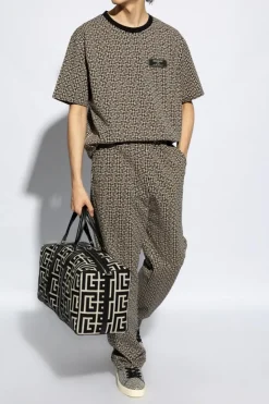 Balmain CZARNY Spodnie dresowe z monogramem