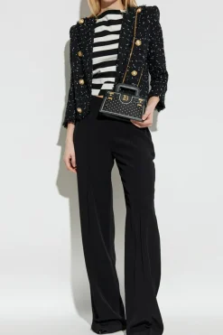 Balmain CZARNY Spodnie z przeszyciem na nogawkach