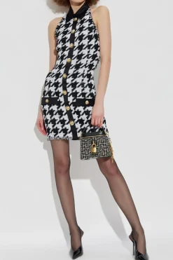 Balmain CZARNY Sukienka w pepitkę