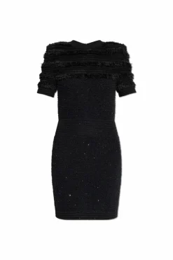 Balmain CZARNY Sukienka z połyskującymi cekinami