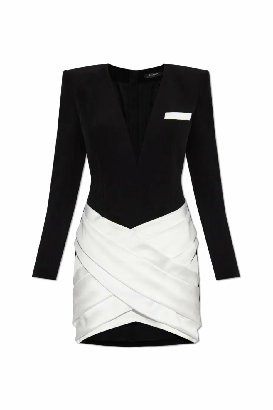 Balmain CZARNY Sukienka z dekoracyjnymi drapowaniami