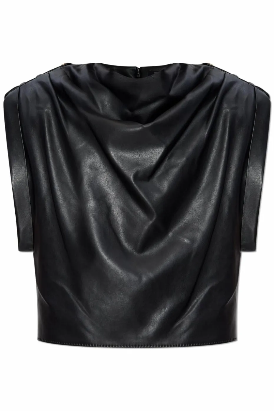 Balmain CZARNY Top z imitacji skóry