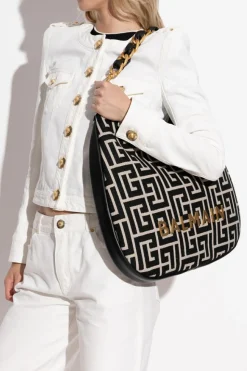 Balmain CZARNY Torba na ramię `1945 Soft Large`