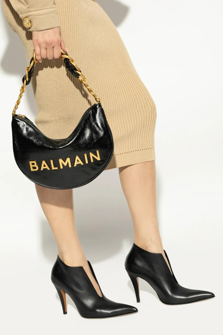 Balmain CZARNY Torba na ramię `1945 Soft Moon`