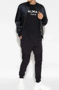 Balmain CZARNY T-shirt z logo