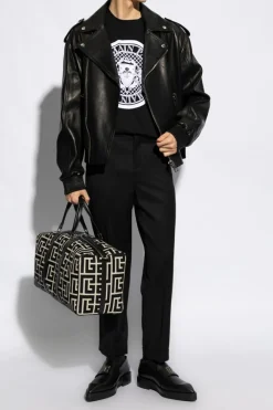 Balmain CZARNY T-shirt z nadrukiem