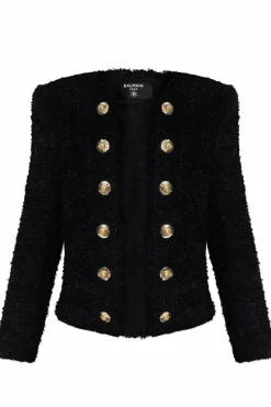 Balmain CZARNY Tweedowa marynarka