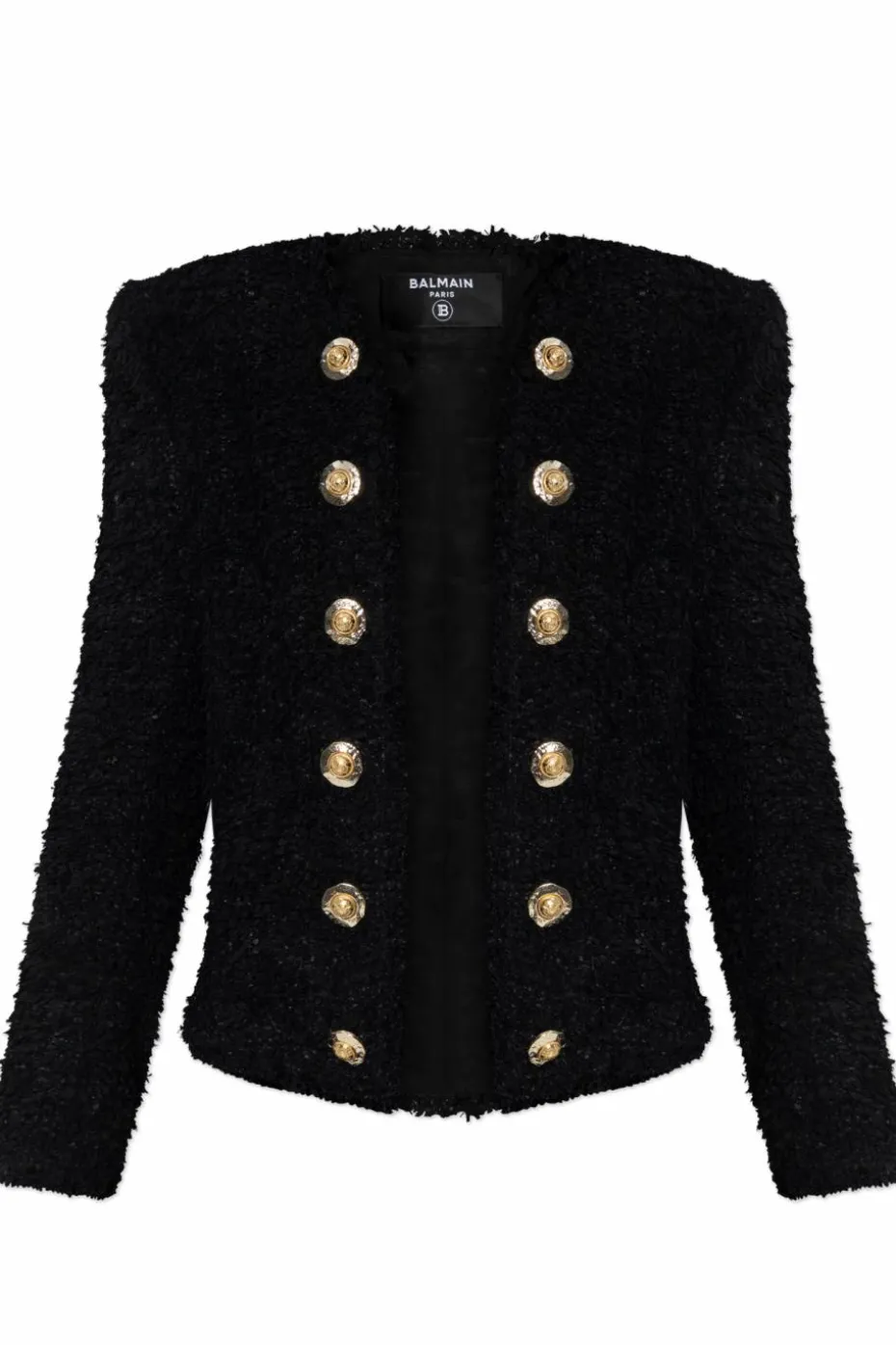 Balmain CZARNY Tweedowa marynarka