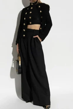 Balmain CZARNY Tweedowa marynarka