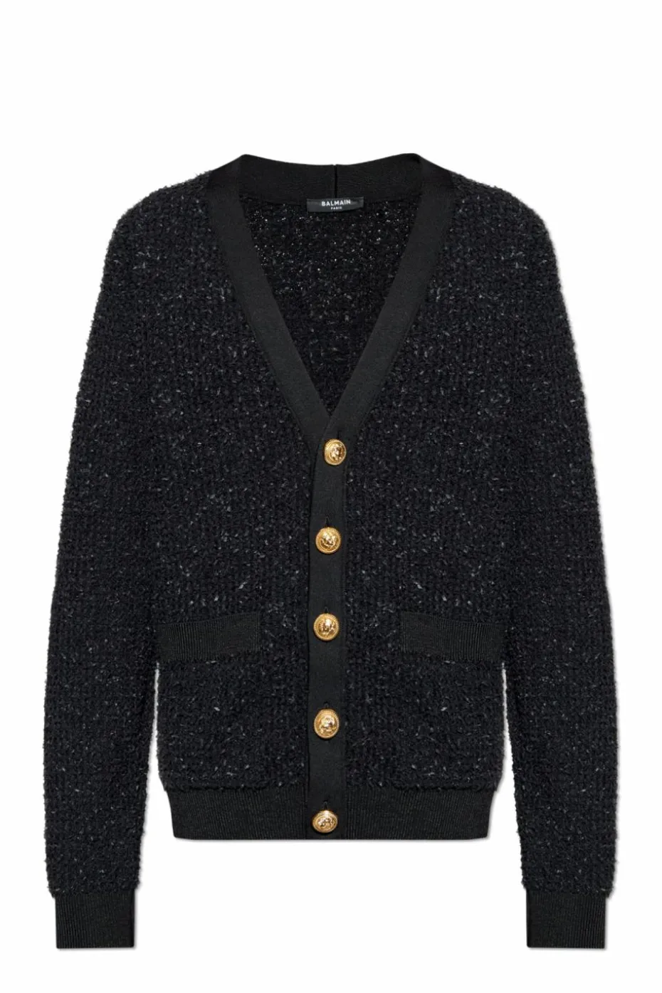 Balmain CZARNY Tweedowy kardigan