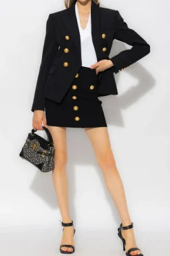Balmain CZARNY Wełniana marynarka