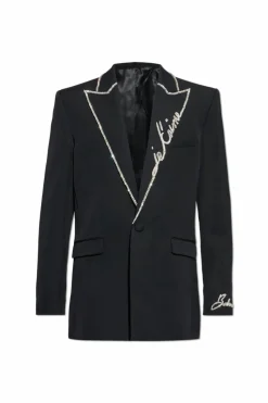 Balmain CZARNY Wełniana marynarka z aplikacjami