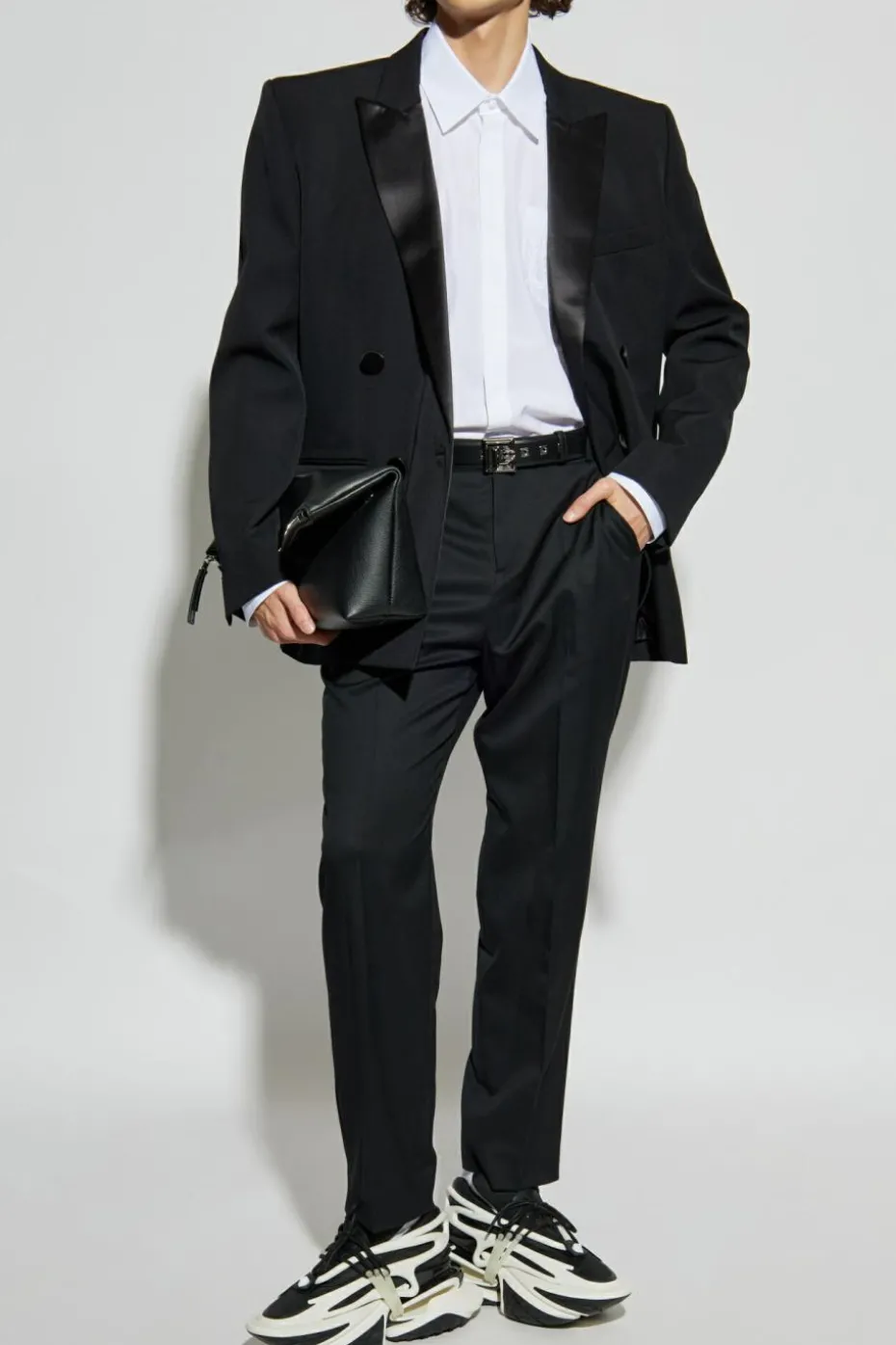 Balmain CZARNY Wełniane spodnie w kant