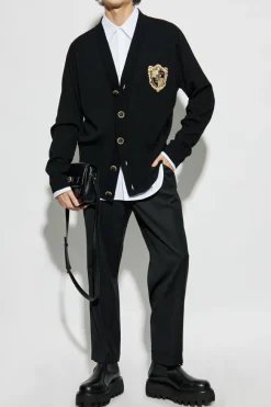 Balmain CZARNY Wełniany kardigan