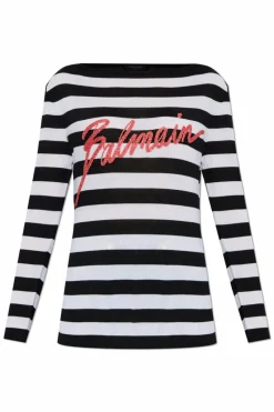 Balmain CZARNY Wełniany sweter z wyszytym logo
