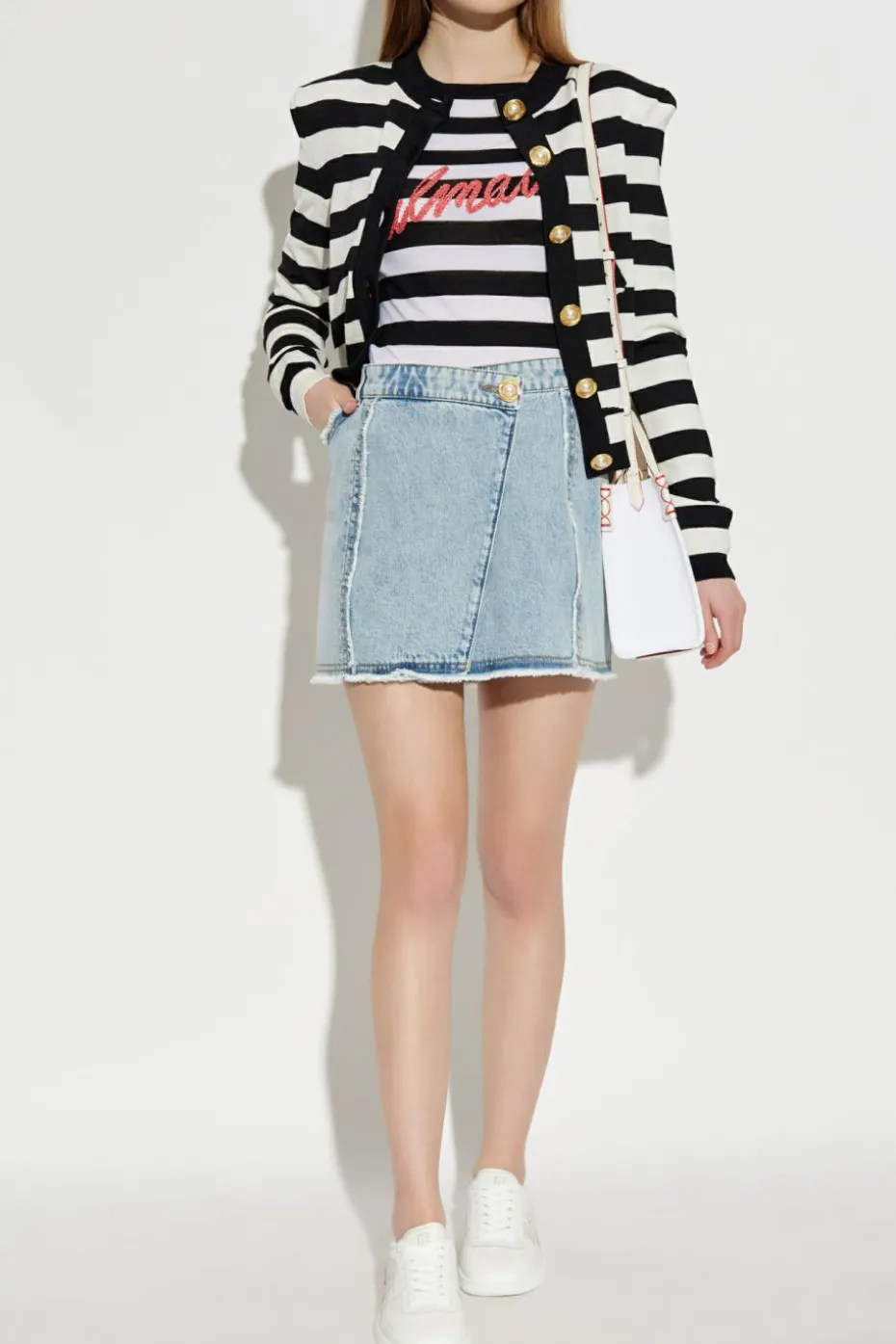 Balmain CZARNY Wełniany sweter z wyszytym logo