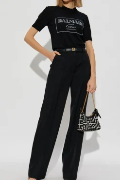 Balmain CZARNY Wełniany top z wyszytym logo
