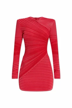 Balmain CZERWONY Krótka sukienka o dopasowanym kroju
