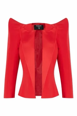 Balmain CZERWONY Marynarka z dekoracyjnymi ramionami