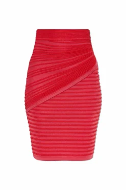 Balmain CZERWONY Prążkowana spódnica