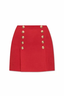 Balmain CZERWONY Spódnica z guzikami