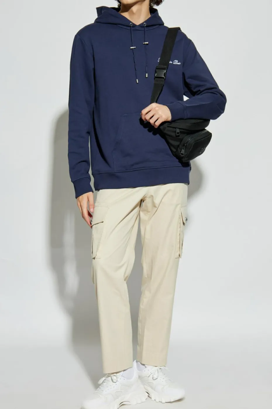 Balmain GRANATOWY Bluza z kapturem