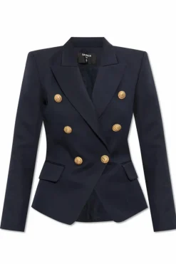Balmain GRANATOWY Marynarka z guzikami
