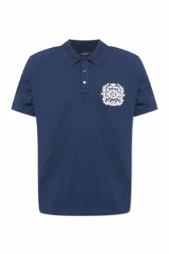 Balmain GRANATOWY Polo z logo