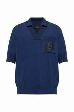 Balmain GRANATOWY Polo z kieszenią