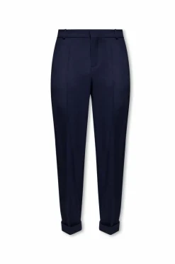 Balmain GRANATOWY Spodnie w kant
